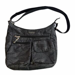 Baggallini Everywhere Bag With Rfid + Coin Purse Pewter Leaves Print